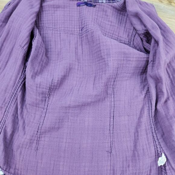 🔹️Prana Purple Plaid Riley Button Long Sleeve Top Large - Picture 5 of 12